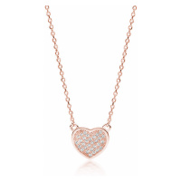 Klenoty Amber Luxusní stříbrný náhrdelník srdce zaplněné zirkony - rosegold