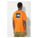 Bavlněné tričko The North Face S/S Redbox Tee oranžová barva, s potiskem, NF0A87NPPCO1