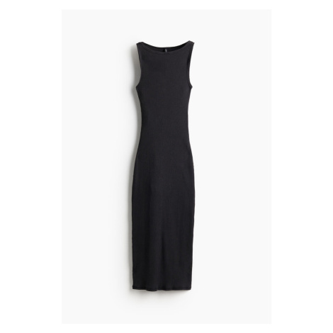 H & M - Žebrované šaty bodycon - černá H&M
