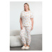 Trendyol Curve Ecru Teddy Bear Patterned Jogger Fit Knitted Pajama Set