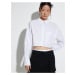 Koton Crop Poplin Shirt Long Sleeve Relax Fit Buttoned Pocket Detailed