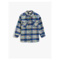 Koton Oversize Lumberjack Shirt Covered Pocket Long Sleeve Soft Textured