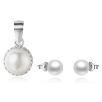 Beneto Zvýhodněná sada perlových šperků Beneto (přívěsek, náušnice)