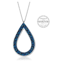 Levien Krásný náhrdelník s krystaly SS Rocks Pear 49 bermuda blue