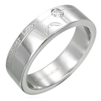 Ocelový prsten - Forever Love, zirkon