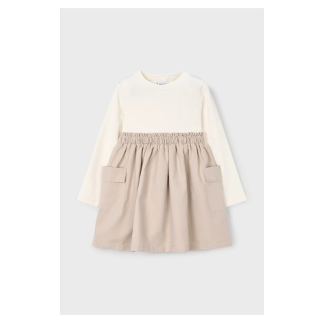 Dívčí šaty Mayoral béžová barva, mini, 4930