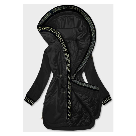 Černá dámská bunda s ozdobnou lemovkou (B8139-1) S'WEST