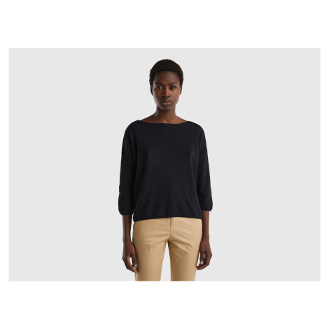 Benetton, Sweater In Linen Blend With 3/4 Sleeves United Colors of Benetton