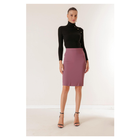 By Saygı Imported Lined Crepe Cube Skirt