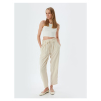 Koton Wide Leg Trousers with Elastic Waistband and Pockets