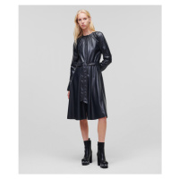 Šaty karl lagerfeld faux leather dress modrá