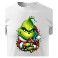 Dětské triko Grinch s ozdobami - skvělé vánoční triko