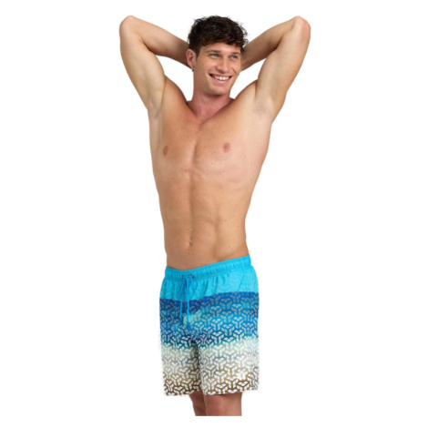 ARENA-MENS BEACH BOXER PLACED-800-sand&sea turquoise Modrá