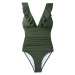 SHAPE - Dámské jednodílné plavky s volánky Barva: Zelená