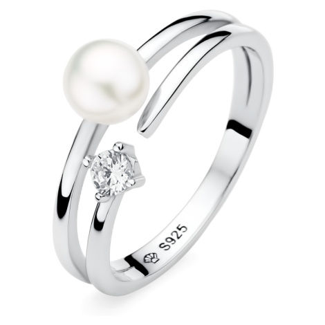 Dámský prsten s pravou bílou Gaura perlou a zirkonem Planet Shop