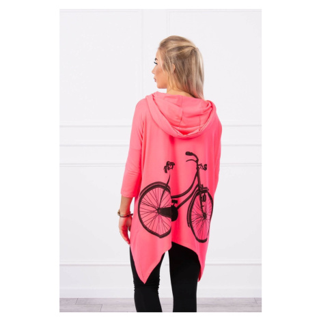 Mikina s růžovým neonovým potiskem jízdního kola Kesi
