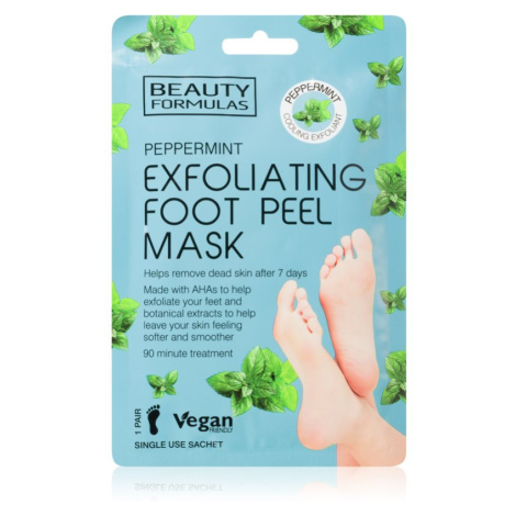 Beauty Formulas Peppermint exfoliační maska na nohy 1 ks