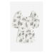 H & M - Popelínové šaty's nabíraným rukávem - bílá
