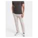 Men's sweatpants with unlined leg - light beige V1 OM-PABS-0206