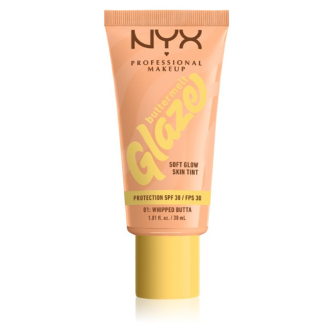 NYX Professional Makeup Buttermelt Glaze rozjasňující tónovací fluid SPF 30 odstín 01 Whipped Bu