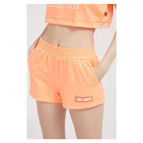 Kraťasy LaBellaMafia dámské, oranžová barva, s aplikací, high waist