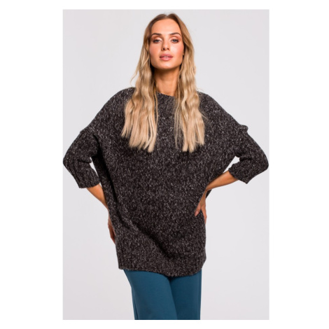 Vlněný svetr melanžový pulovr MOE M470