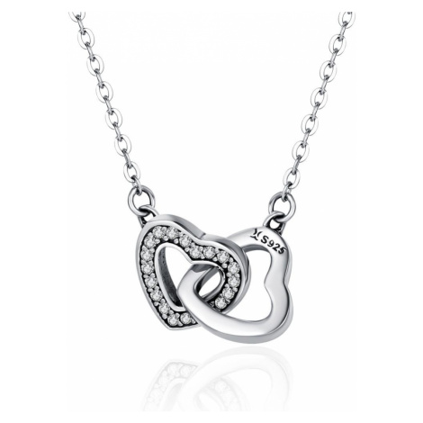 Linda's Jewelry Stříbrný náhrdelník se zirkony Love Double INH032