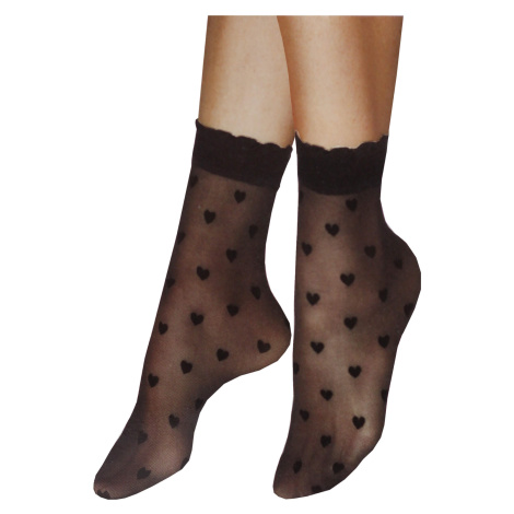 Dámské silonkové ponožky se srdíčky černá Tess