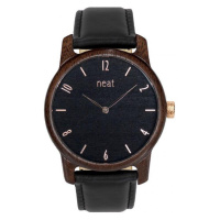 Černé dřevěné hodinky s koženým řemínkem pro pány