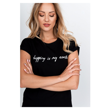 Dámské tričko s nápisem "Shopping is my cardio" - černá Kesi
