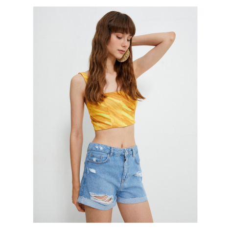 Şahika Ercümen X Koton - Mini Ripped Denim Shorts