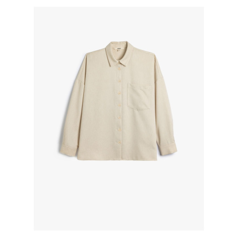 Koton Oversize Shirt Long Sleeve Single Pocket Detail