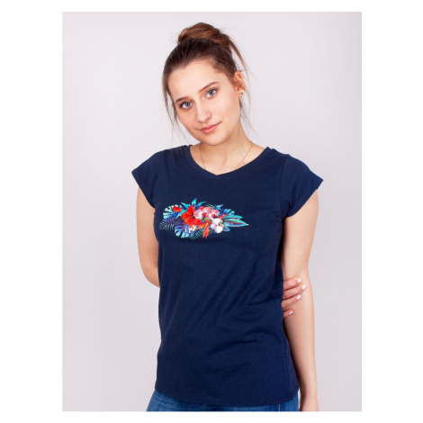 Yoclub Woman's Cotton T-Shirt Short Sleeve PK-061/TSH/WOM Navy Blue