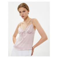 Koton Satin Pajama Top, Athlete, Thin Straps, Tie Detail.