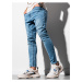 Světle modré pánské zkrácené slim fit džíny Ombre Clothing P923