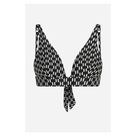 Plavky karl lagerfeld monogram plunge triangle top kl monogram black/white