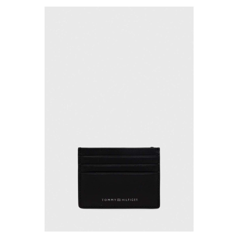 Kožené pouzdro na karty Tommy Hilfiger černá barva, AM0AM11845