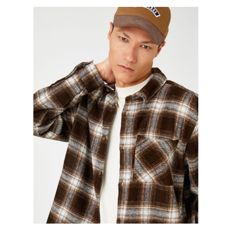 Koton Lumberjack Shirt with Pocket Detailed Long Sleeve, Classic Collar