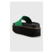 Pantofle HUGO Lisa dámské, zelená barva, na platformě, 50493064
