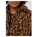 Hnědá bunda s leopardím vzorem a umělým kožíškem Noisy May Gabi