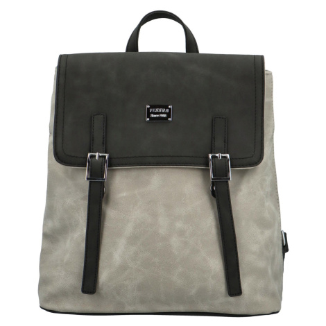 Trendy dámský koženkový kabelko-batoh Erlea, šedo-černá Tessra