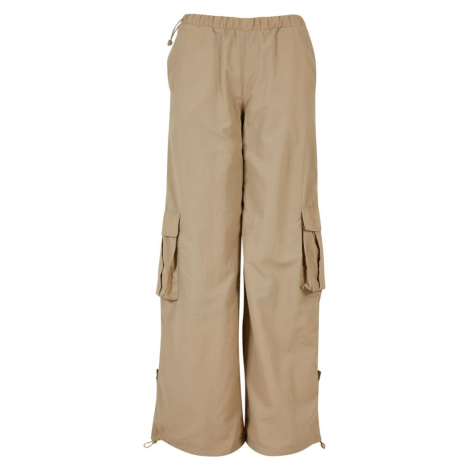 Ladies Wide Crinkle Nylon Cargo Pants - concrete Urban Classics
