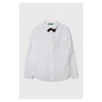 Dětská bavlněná košile United Colors of Benetton bílá barva