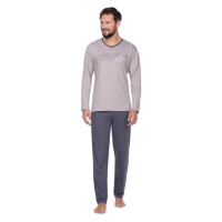 Pánské pyžamo Regina 428 šedé | modrá