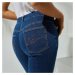 Blancheporte Bootcut strečové džíny s vyšívanými kapsami modrá
