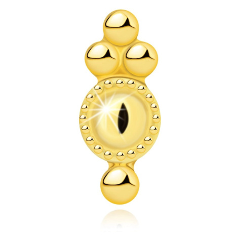Piercing do rtů a brady ze žlutého zlata 375 - kruh s ozdobným okrajem, korálky Šperky eshop