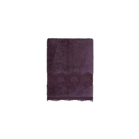 Soft Cotton Osuška Stella s krajkou 85 × 150 cm, švestková