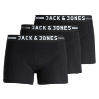 Jack&Jones 3 PACK - pánské boxerky SENSE 12081832 Black Black waistband