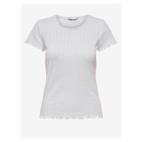 Bílé dámské žebrované tričko ONLY Carlotta - Dámské
