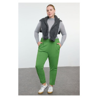 Trendyol Curve Green Carrot Fit Knitted Plus Size Trousers